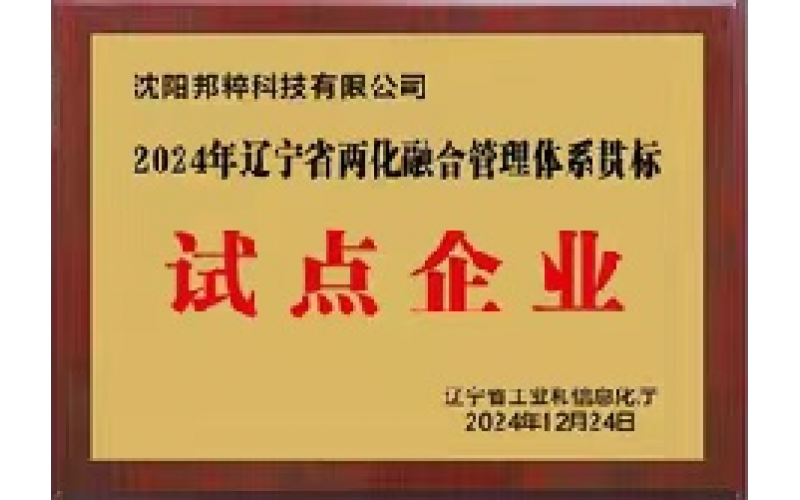遼寧省兩化融合管理體系貫標(biāo)試點(diǎn)企業(yè)